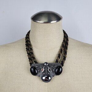 Vintage Metallic Rope Statement Necklace